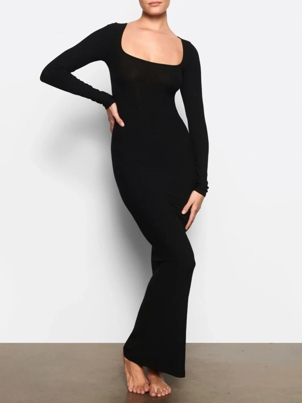 SKIMS Onyx Black Soft Lounge Long Sleeve Dress size Small - Picture 1 of 5